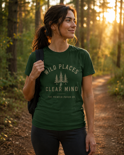Wild Places Clear Mind Tee — Outdoor Adventure Nature T-Shirt