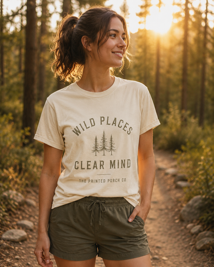Wild Places Clear Mind Tee — Outdoor Adventure Nature T-Shirt