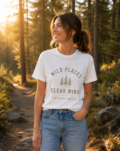 Wild Places Clear Mind Tee — Outdoor Adventure Nature T-Shirt