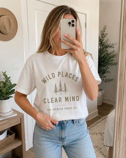 Wild Places Clear Mind Tee — Outdoor Adventure Nature T-Shirt