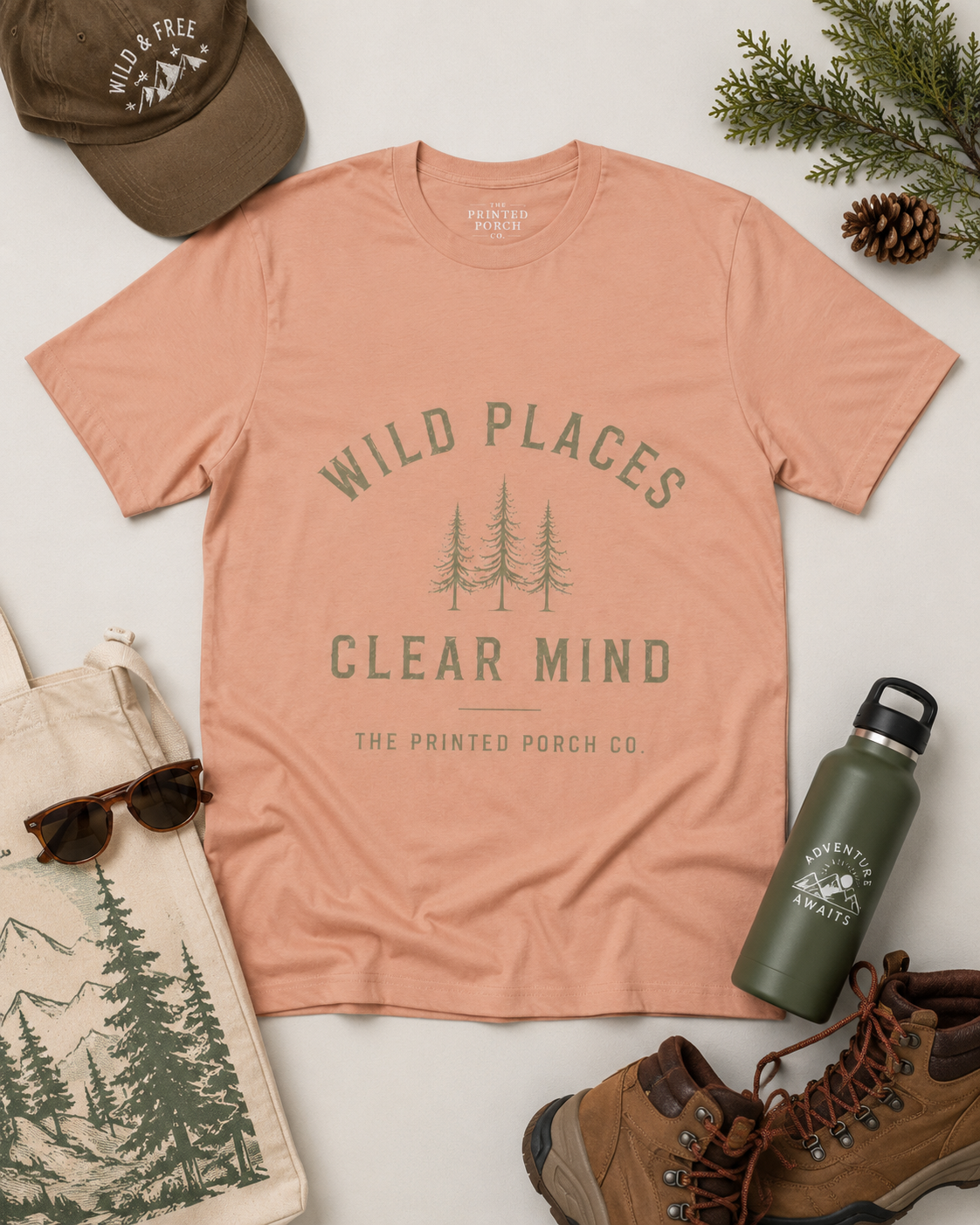Wild Places Clear Mind Tee — Outdoor Adventure Nature T-Shirt