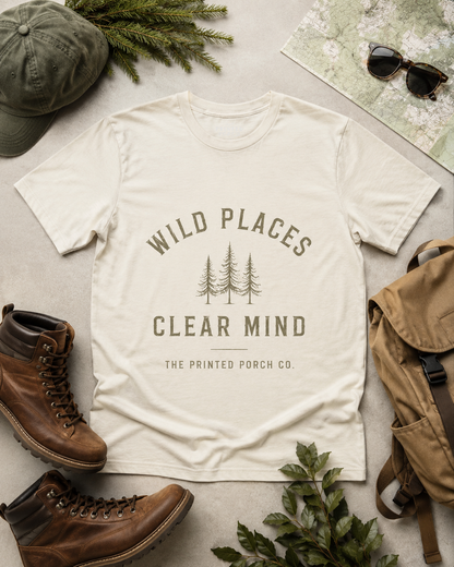 Wild Places Clear Mind Tee — Outdoor Adventure Nature T-Shirt