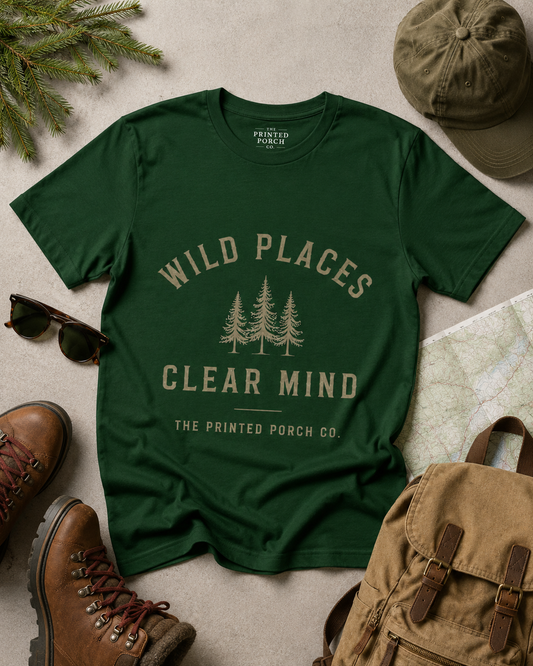 Wild Places Clear Mind Tee — Outdoor Adventure Nature T-Shirt