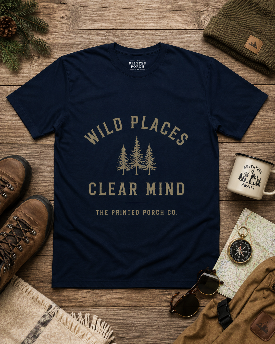 Wild Places Clear Mind Tee — Outdoor Adventure Nature T-Shirt