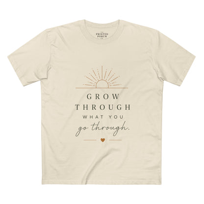 Grow Through What You Go Through Tee — Inspirational Sun & Heart Graphic