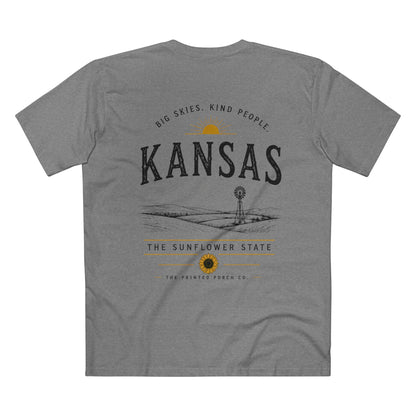 Kansas Sunflower State T-Shirt — 'Big Skies, Kind People' Graphic Tee